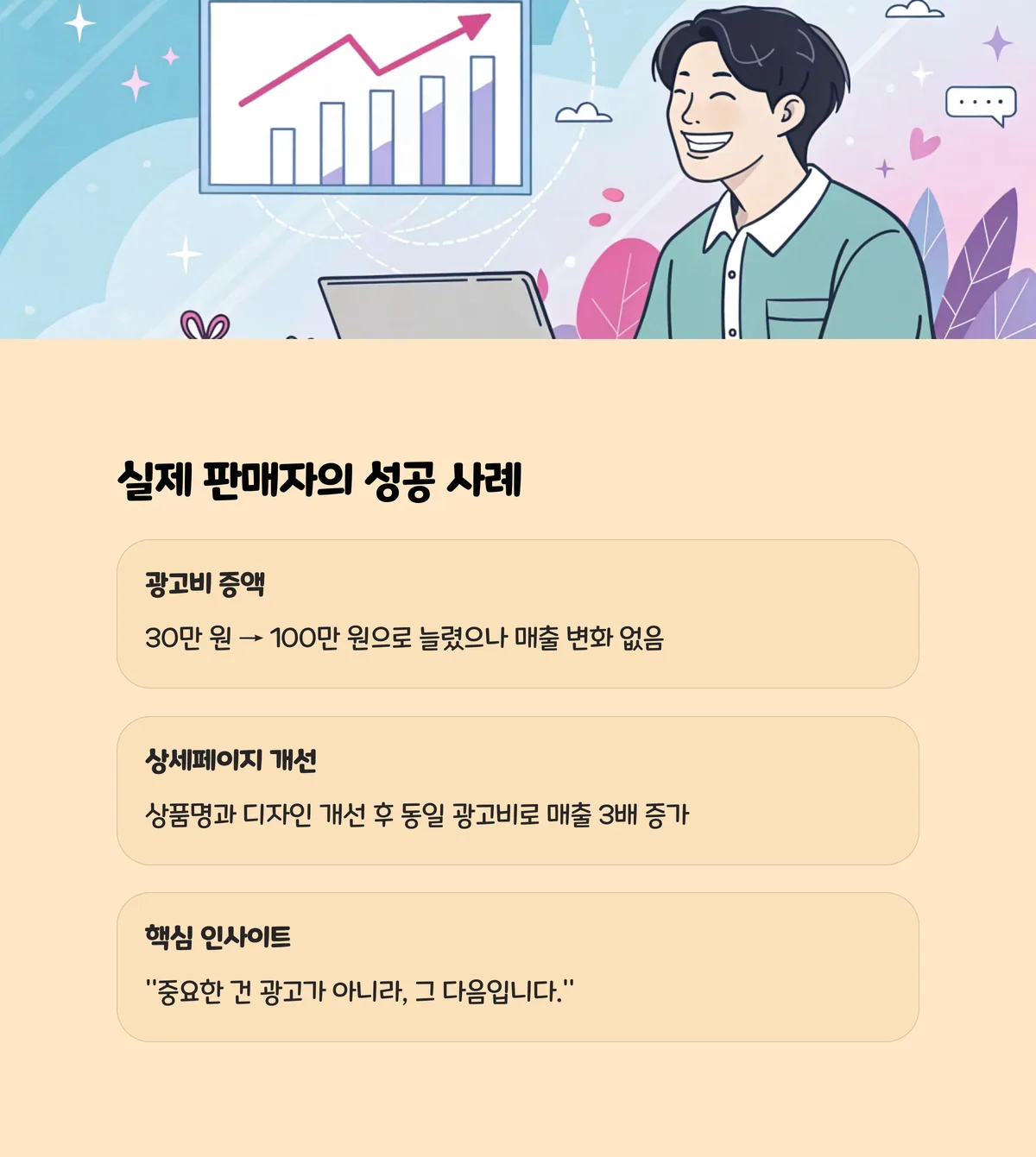 실제 체감한 판매자 인터뷰: "광고보다 상세페이지가 핵심이었어요"
