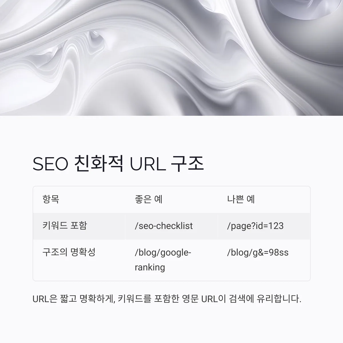 SEO 친화적 URL 구조 적용 여부