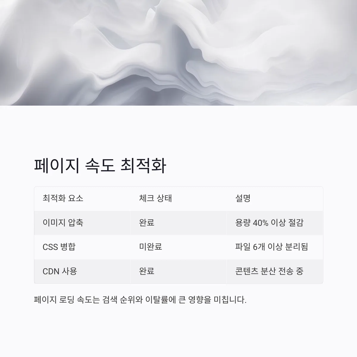 페이지 속도와 로딩 시간 최적화